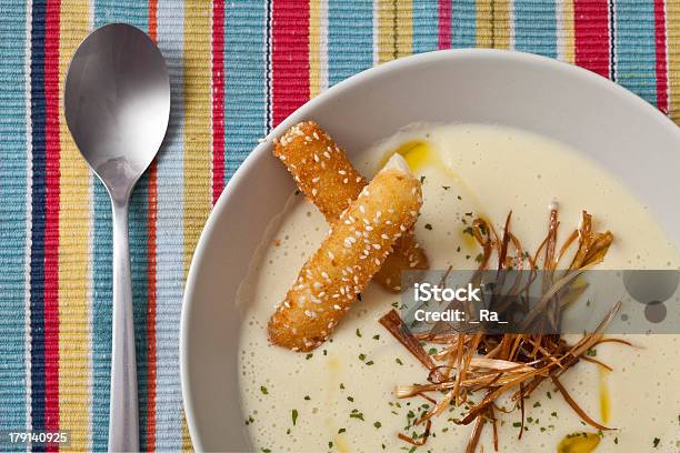 Vichyssoise Leek Soup Stock Photo - Download Image Now - Appetizer, Bowl, Cheese