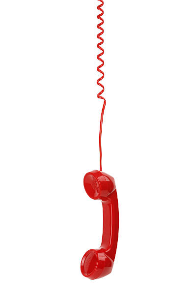 rouge combiné téléphonique - phone cord photos photos et images de collection