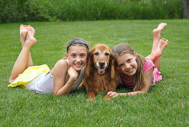 istock Girls loving their dog 179141911