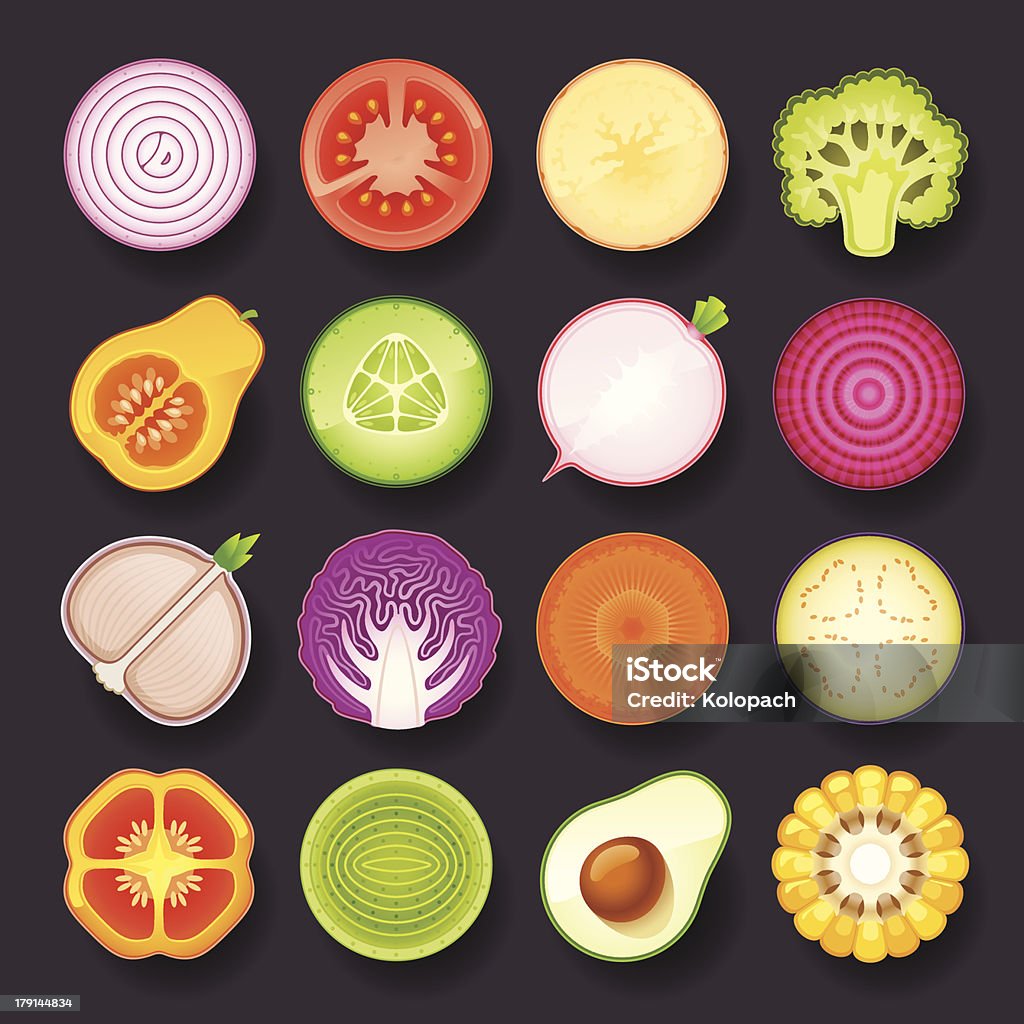 vegetable icon set Avocado stock vector