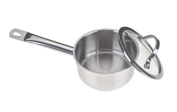 istock Stainless saucepan with glass lid closeup isolated on white background 1791450105