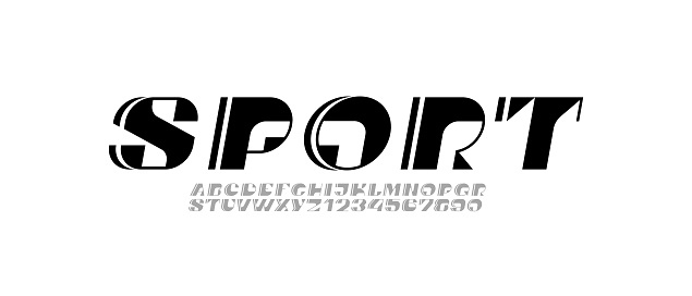 Techno italic font, modern sport tilt alphabet, cyber letters and numbers, vector illustration 10EPS