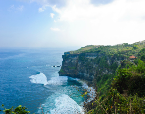 Cliff bank view from Uluwatu temple in Bali, Indonesia