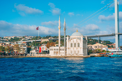 Ortakoy Mosque and the Bosphorus bridge, Istanbul, Turkey