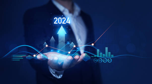 istock Businessman draw growth graph a year 2024 of business and data analysis. Development to success in year 2024. 1791487941