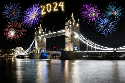 New year 2024 fireworks over London