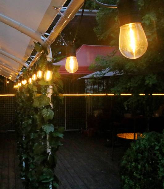 istock Lighting lamp garland lit in the evening. 1791507755