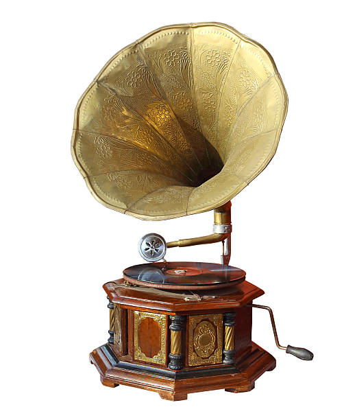 istock retro old gramophone with horn isolated on white  Clipping P 179150872