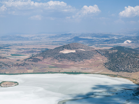 Aerial view of Yarisli (Yarışlı) lake. Taken with drone. Burdur, Turkey.