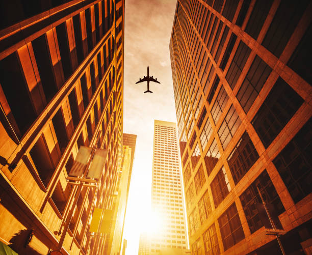 istock airplane in the downtown 1791526348