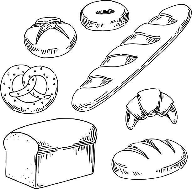 chleb - baguette stock illustrations