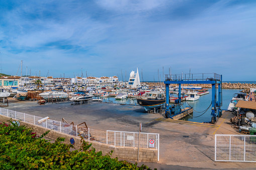 Boats in the harbour in the coast village of Alcossebre Valencian Community, Spain on Monday 18th September 2023