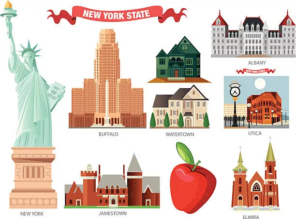 Vector illustration of New york Symbols