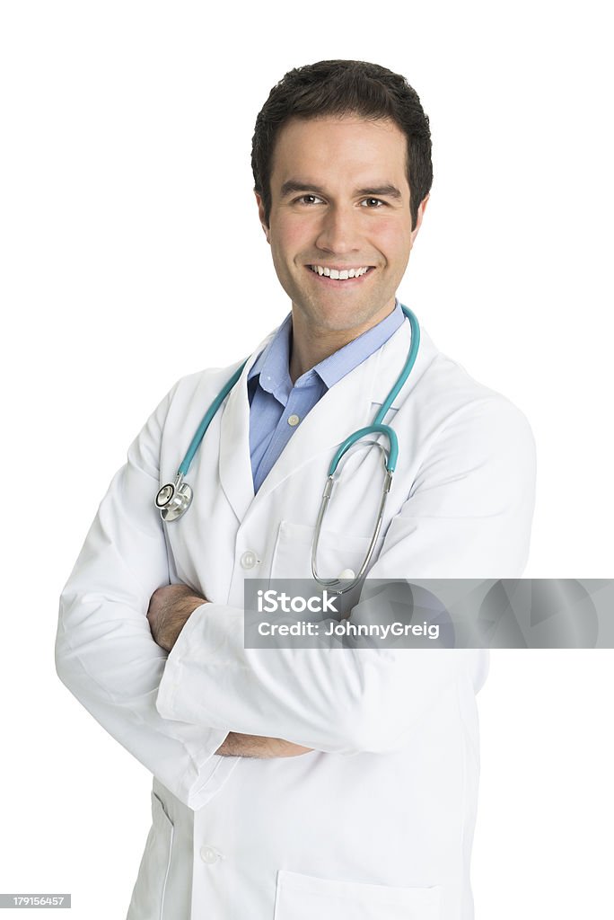 Lekarz z Stetoskop-Białe tło - Zbiór zdjęć royalty-free (20-29 lat)