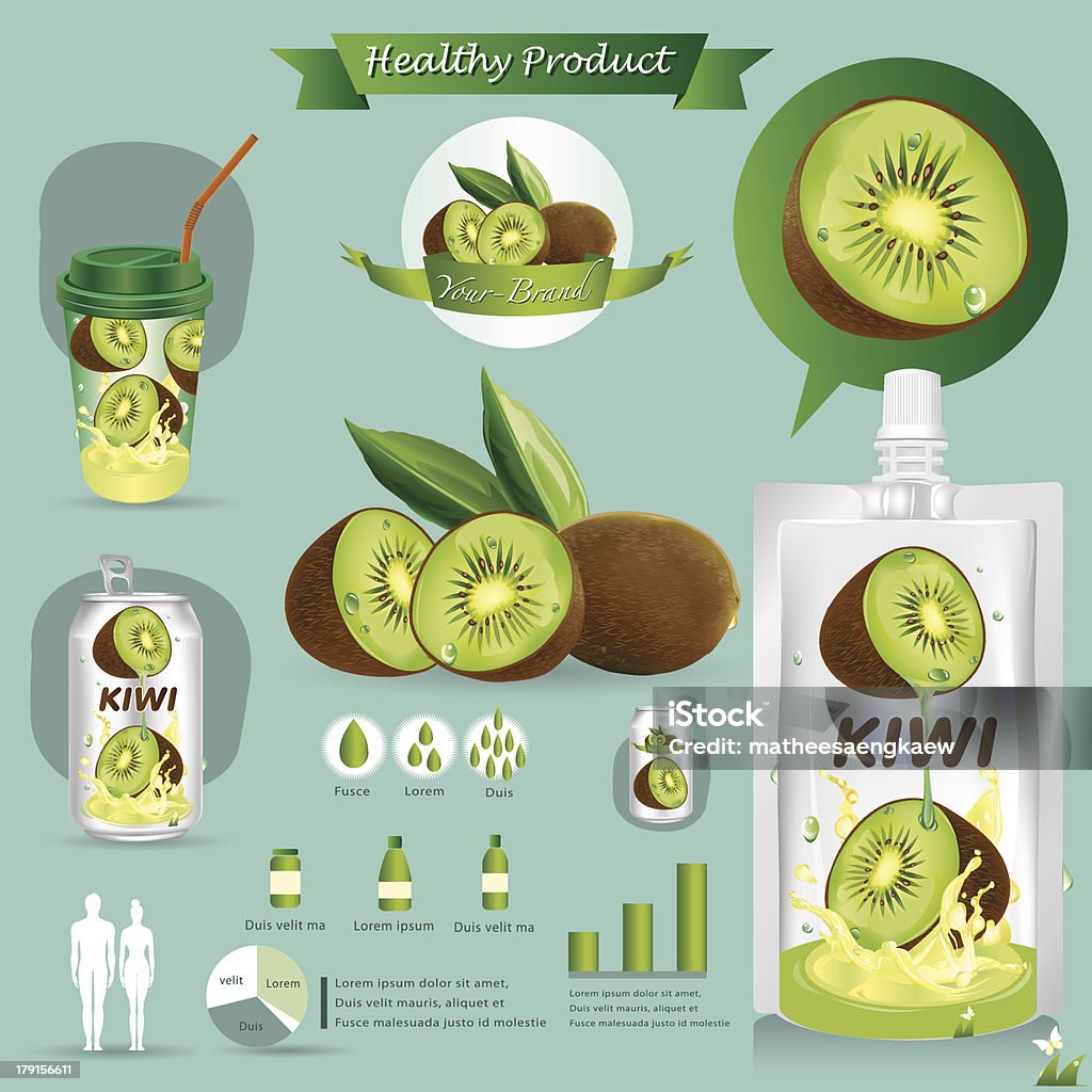 illustration vectorielle. Kiwi fruits package.infographics - clipart vectoriel de Acide ascorbique libre de droits