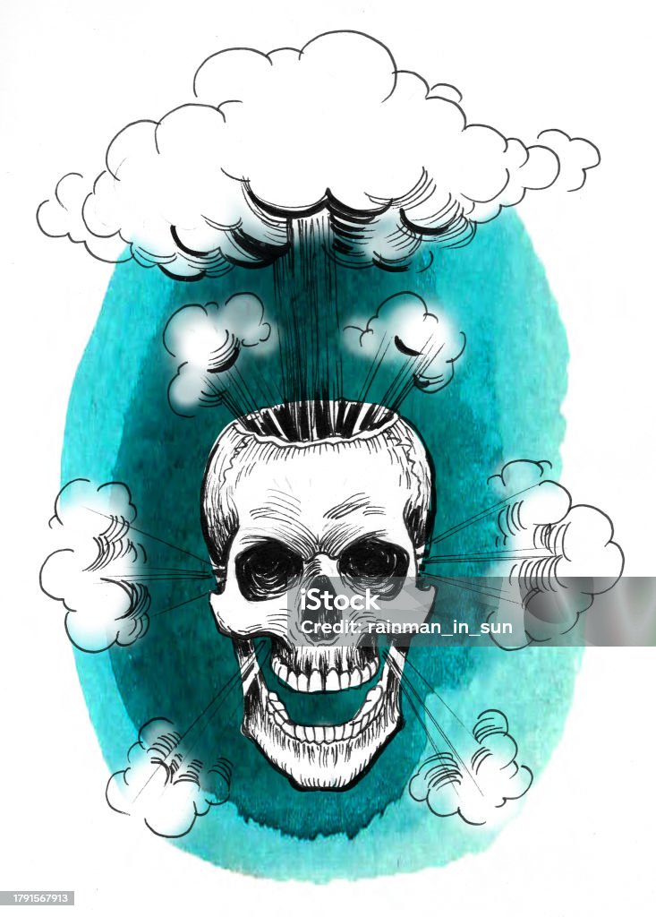 Exploding Human Painting Exploding Human Skull Stock Illustration - Download Image Now - Bomb ...