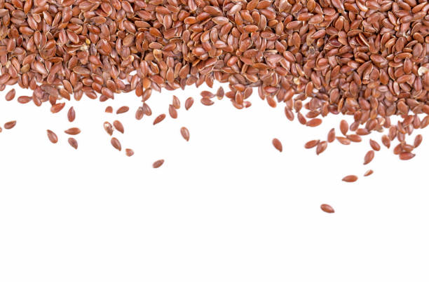 istock Flax seed on the white background 1791567923