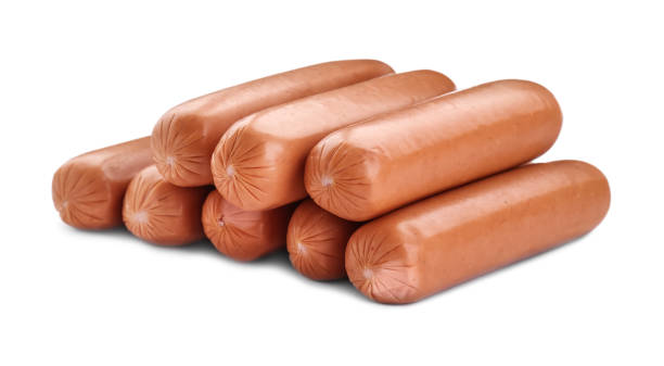 istock Fresh raw sausages isolated on white. Meat product 1791574616