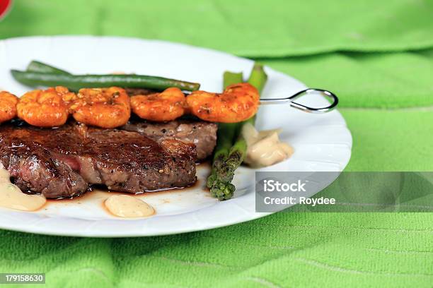 Surf And Turf Stock Photo - Download Image Now - Asparagus, Barbecue - Meal, Barbecue Grill