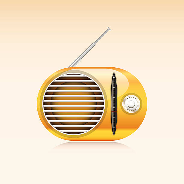Old radio Vector illustration of the orange old radio. retro transistor radio clip art stock illustrations