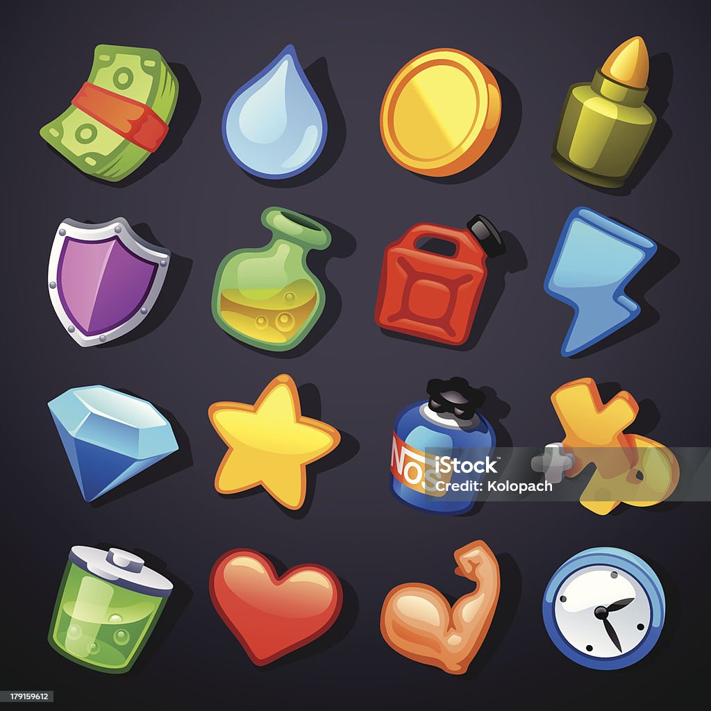 Game resources icons Battery stock vector