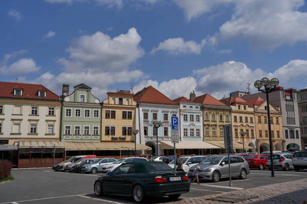 Hradec Kralove, Czech Republic - July 22, 2023 - the view of the Great Square in the middle of summer