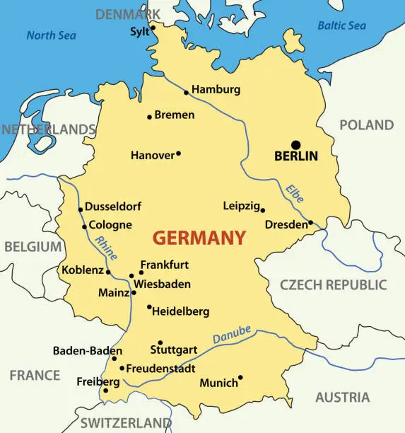 Vector illustration of map of Germany -  vector illustration