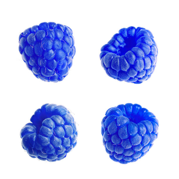 istock Set with fresh tasty blue raspberries on white background 1791617883