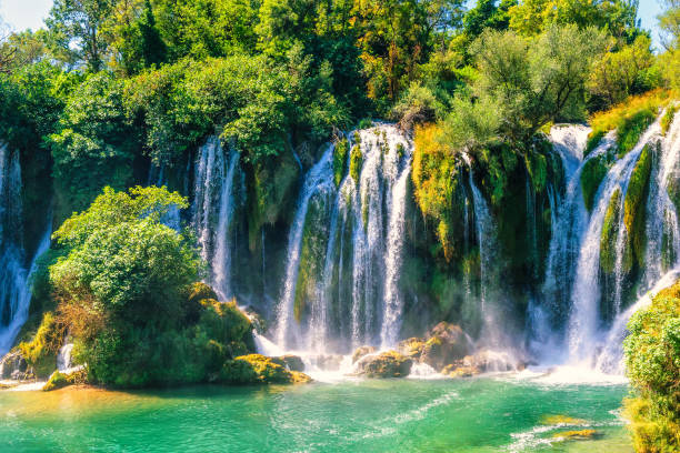 Kravice waterfall on the Trebizat River in Bosnia and Herzegovina stock photo
