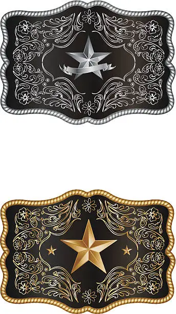 Vector illustration of Silver and gold buckles on white