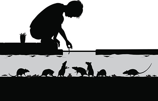 street 하수관 - child silhouette animal copy space stock illustrations