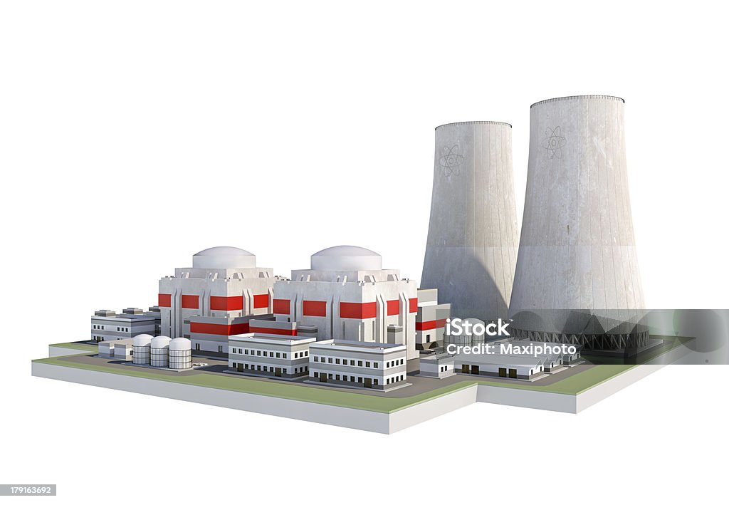 Nuclear Planta de Energia Atómica, isolado no fundo branco - Royalty-free Central de Energia Nuclear Foto de stock