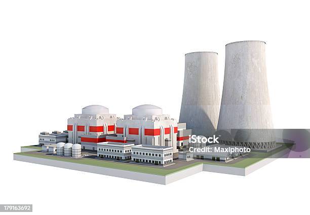 Nuclear Planta De Energia Atómica Isolado No Fundo Branco - Fotografias de stock e mais imagens de Central de Energia Nuclear