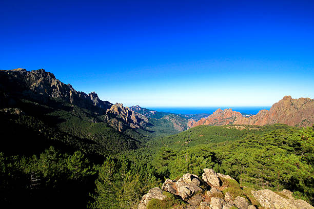 Col Bavela, sea and mountain landscape stock photo