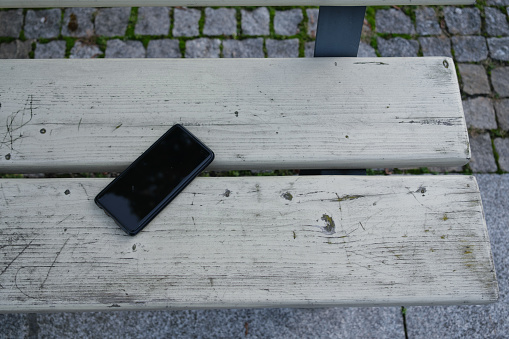 Lost phone in the park on a bench