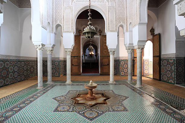 Mausoleum of Moulay Ismail in Meknes, Morocco Mausoleum of Moulay Ismail in Meknes, Morocco, North Africa meknes stock pictures, royalty-free photos & images