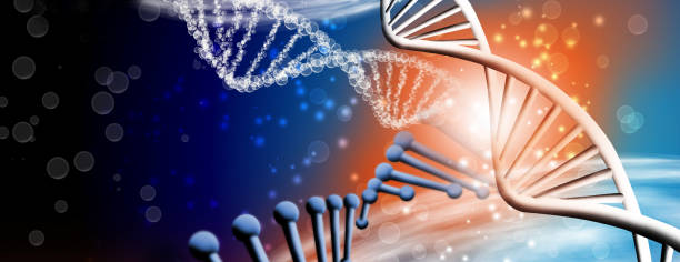 istock image of stylized dna chains on a blurred background. 3D-image 1791668447