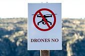 Drone prohibition sign - No-fly drone area traffic signal