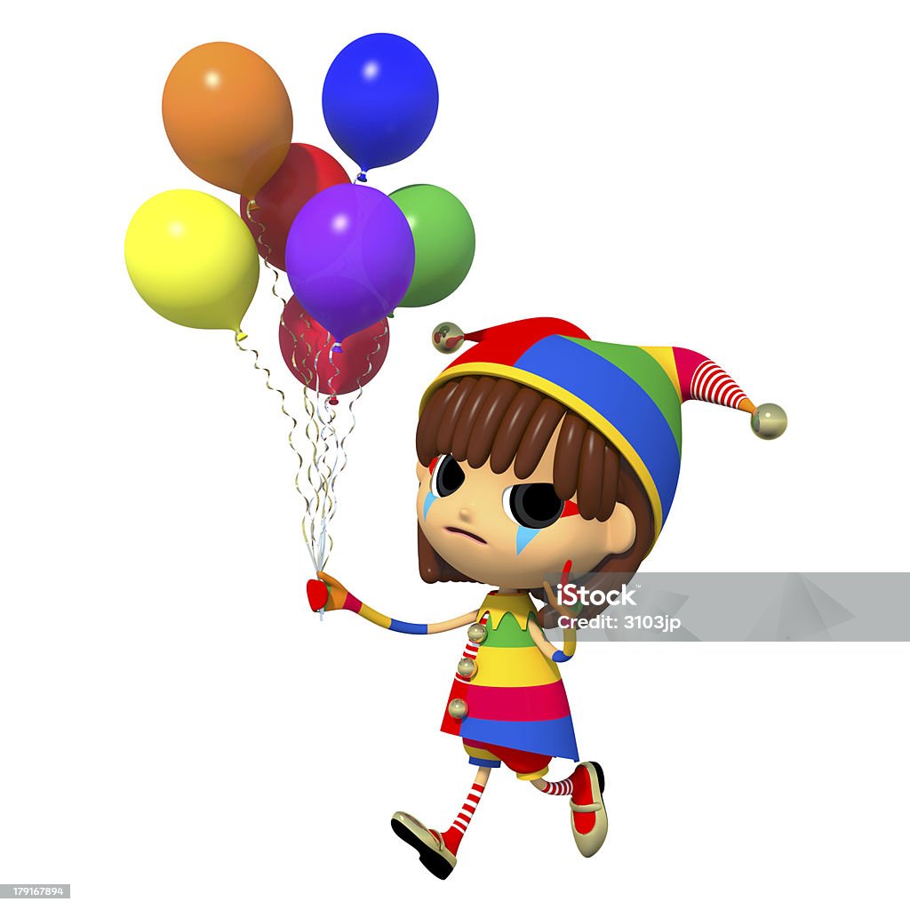 Klaun ma mnóstwo balonów. - Zbiór zdjęć royalty-free (Balon)