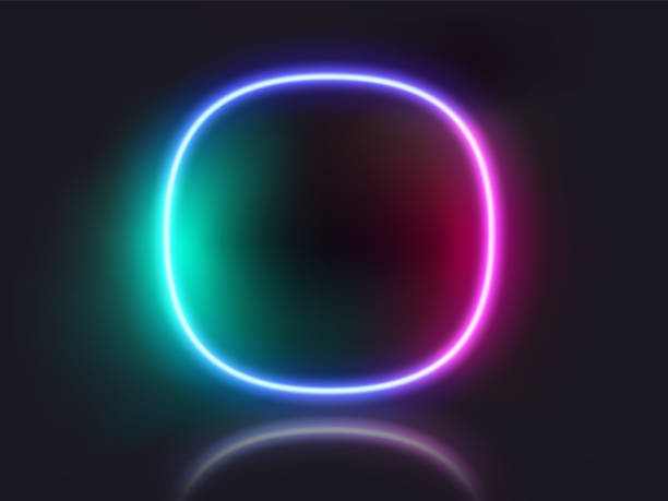 istock Superellipse shape neon glowing frame on dark background. Trendy color vivid gradient. Template for design 1791684624