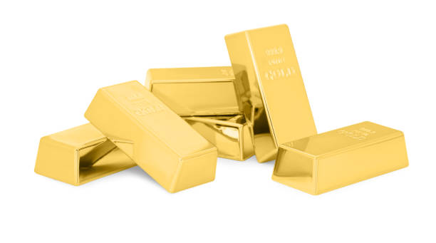 istock Many shiny gold bars isolated on white 1791685469