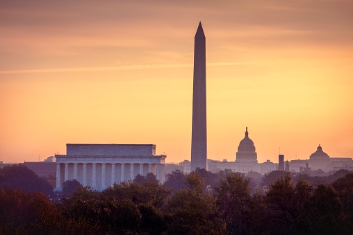 Fall sunrise over the National Mall, Washington DC