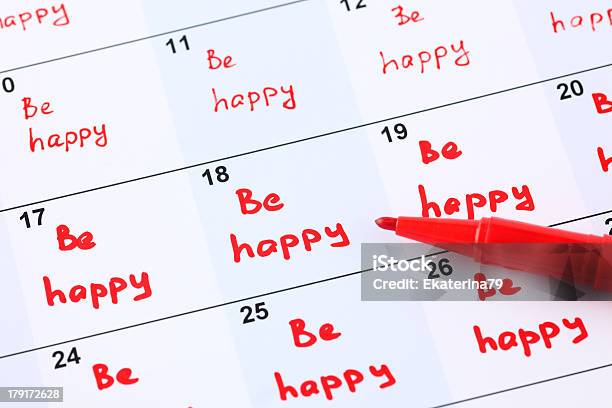 Plan Dla Każdego Dnia Być Szczęśliwy - zdjęcia stockowe i więcej obrazów Bez ludzi - Bez ludzi, Czerwony, Data