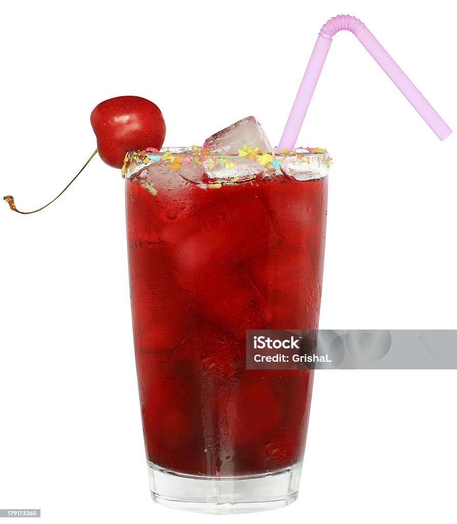 Frucht-cocktail mit cherry und Eiswürfel in ein Glas - Lizenzfrei Cocktail Stock-Foto