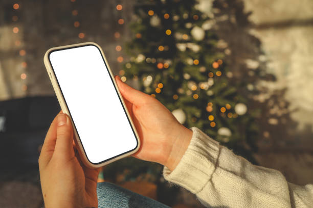 istock Phone with isolated screen in Christmas mood 1791756423
