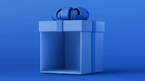 istock 3D render illustration. Display stand or blank gift box to showcase products. Open blue box with a blue bow on a blue background. Birthday, Valentine's Day, New Year, Women's Day, Black Friday. 1791796908