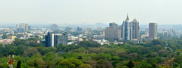 Panoramic picture of Bangalore skyline stock photo