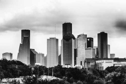 Downtown Houston in Black and White.