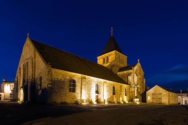 Church of Beauvoir-sur-mer in Vendee, France stock photo