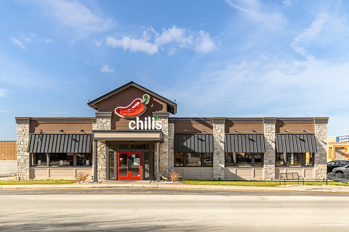 Chicago Ridge, IL, USA - October 13, 2023: Chili's Bar & Grill is an American casual restaurant chain created in 1975 with over 1,600 locations.